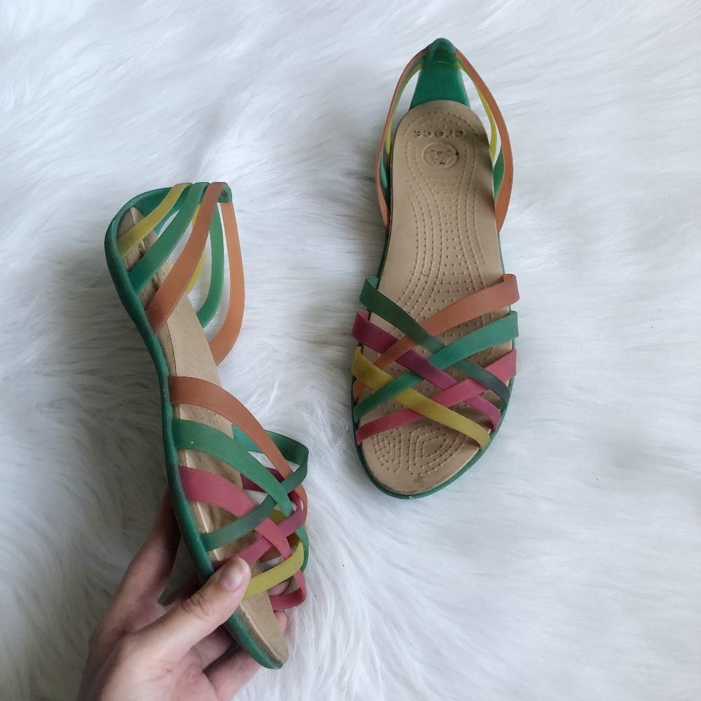 CROCS Rainbow Hurache Strappy Jelly Sandal SZ 10
